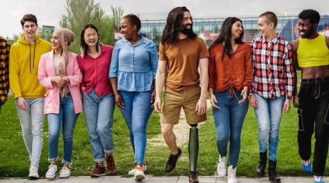 image of a diverse happy group of people having fun outdoor